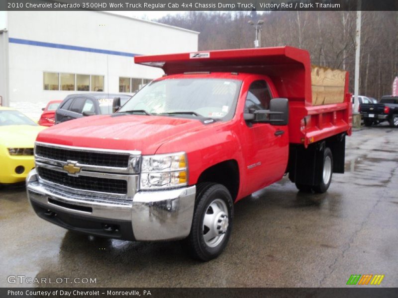Victory Red / Dark Titanium 2010 Chevrolet Silverado 3500HD Work Truck Regular Cab 4x4 Chassis Dump Truck
