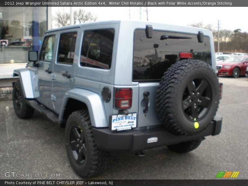 Winter Chill Metallic / Black with Polar White Accents/Orange Stitching 2012 Jeep Wrangler Unlimited Sahara Arctic Edition 4x4