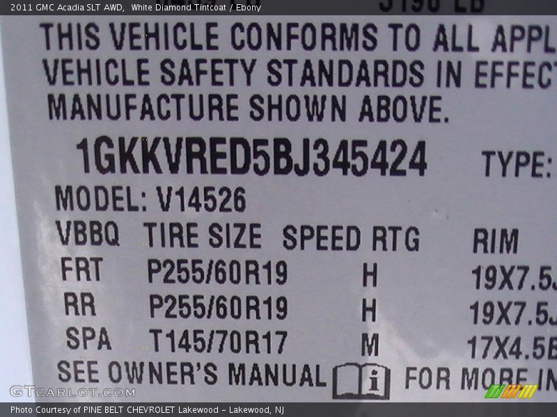 White Diamond Tintcoat / Ebony 2011 GMC Acadia SLT AWD