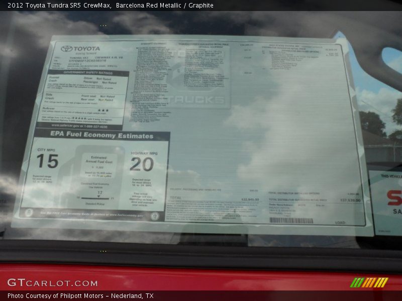  2012 Tundra SR5 CrewMax Window Sticker