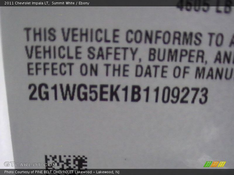 Summit White / Ebony 2011 Chevrolet Impala LT