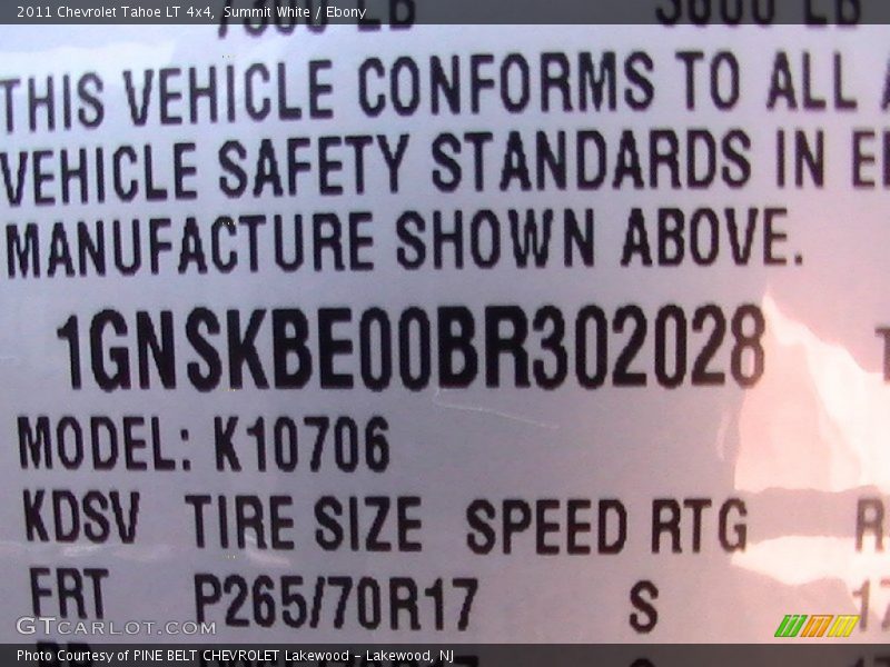 Summit White / Ebony 2011 Chevrolet Tahoe LT 4x4