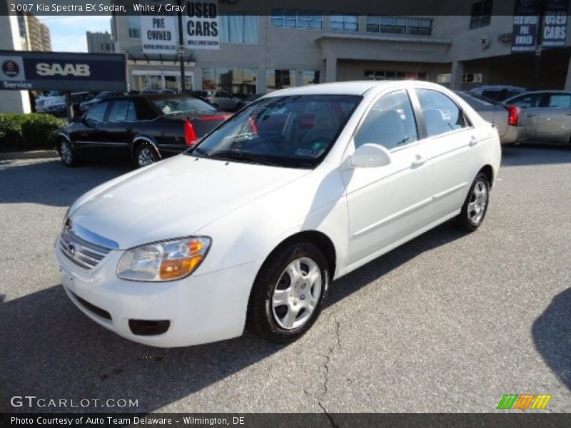 White / Gray 2007 Kia Spectra EX Sedan