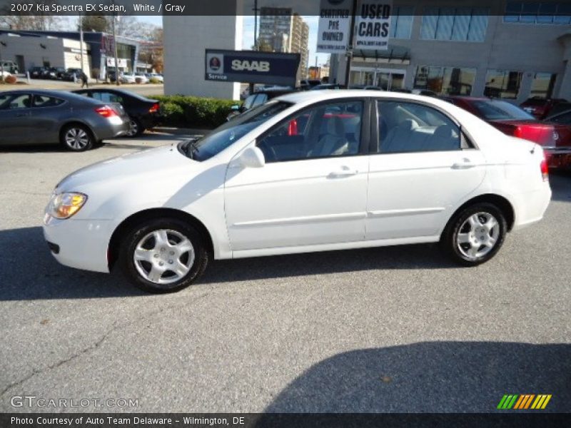 White / Gray 2007 Kia Spectra EX Sedan
