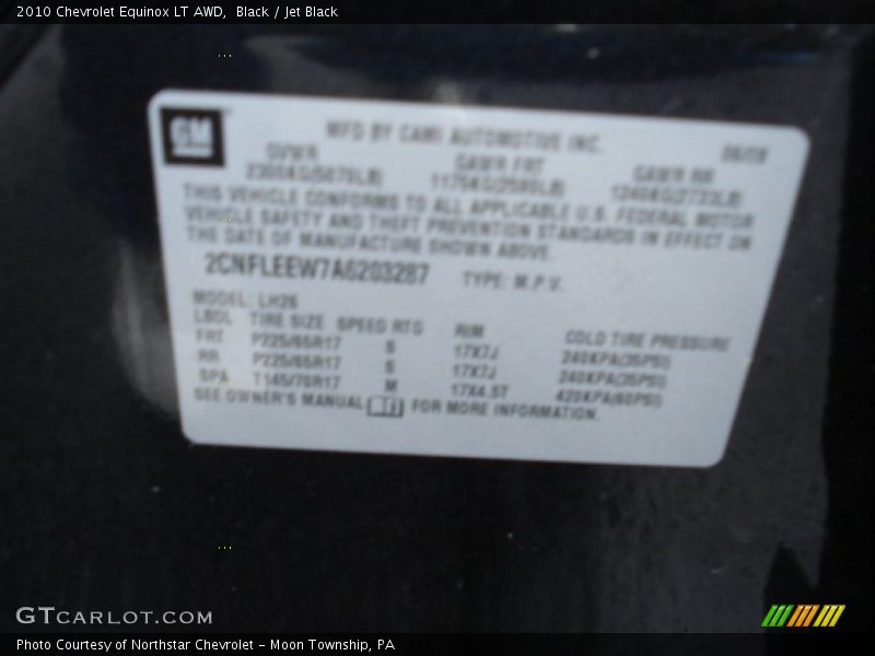 Black / Jet Black 2010 Chevrolet Equinox LT AWD
