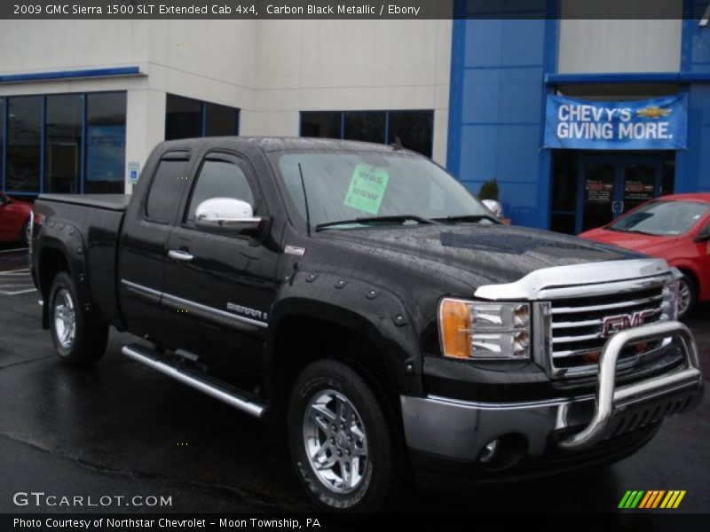 Carbon Black Metallic / Ebony 2009 GMC Sierra 1500 SLT Extended Cab 4x4