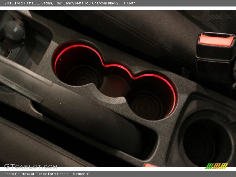 Red Candy Metallic / Charcoal Black/Blue Cloth 2011 Ford Fiesta SEL Sedan