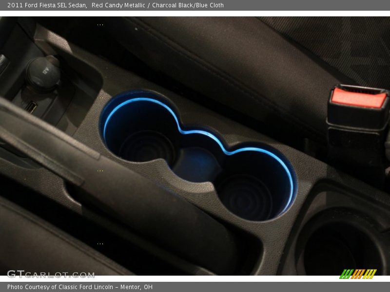 Red Candy Metallic / Charcoal Black/Blue Cloth 2011 Ford Fiesta SEL Sedan