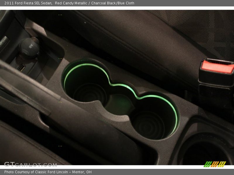 Red Candy Metallic / Charcoal Black/Blue Cloth 2011 Ford Fiesta SEL Sedan