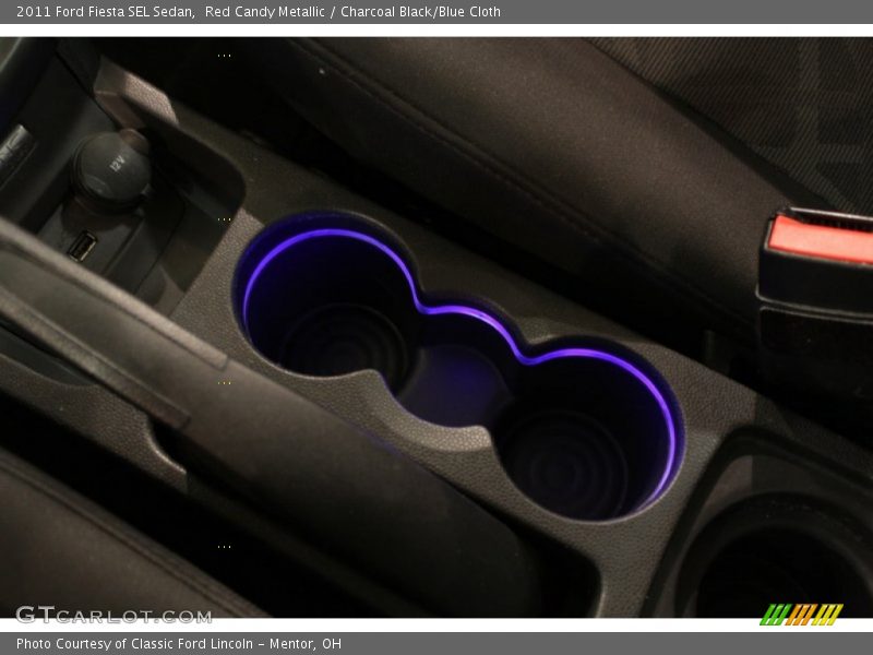 Red Candy Metallic / Charcoal Black/Blue Cloth 2011 Ford Fiesta SEL Sedan