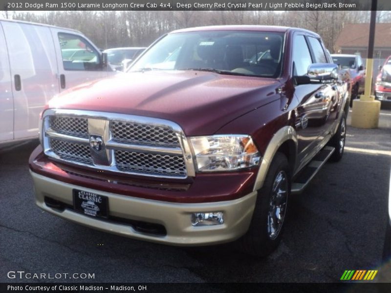 Deep Cherry Red Crystal Pearl / Light Pebble Beige/Bark Brown 2012 Dodge Ram 1500 Laramie Longhorn Crew Cab 4x4