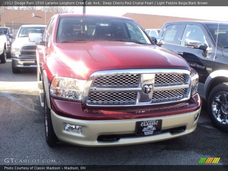 Deep Cherry Red Crystal Pearl / Light Pebble Beige/Bark Brown 2012 Dodge Ram 1500 Laramie Longhorn Crew Cab 4x4