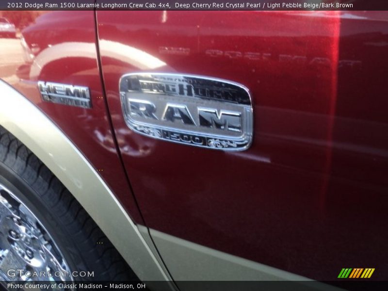 Deep Cherry Red Crystal Pearl / Light Pebble Beige/Bark Brown 2012 Dodge Ram 1500 Laramie Longhorn Crew Cab 4x4