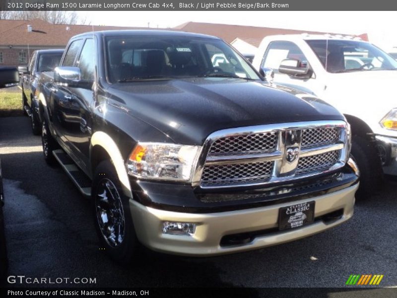 Black / Light Pebble Beige/Bark Brown 2012 Dodge Ram 1500 Laramie Longhorn Crew Cab 4x4