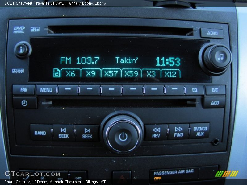 White / Ebony/Ebony 2011 Chevrolet Traverse LT AWD