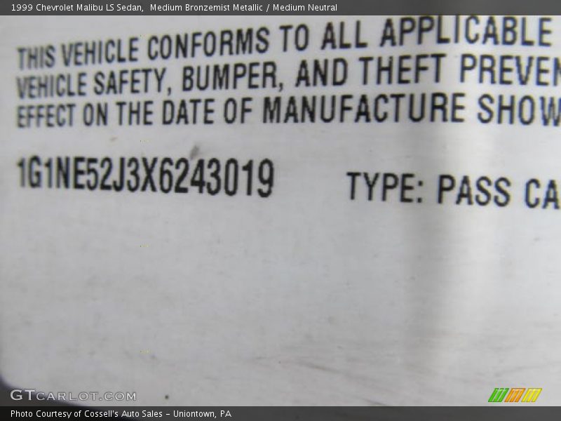Medium Bronzemist Metallic / Medium Neutral 1999 Chevrolet Malibu LS Sedan