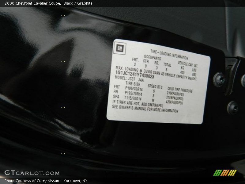 Black / Graphite 2000 Chevrolet Cavalier Coupe