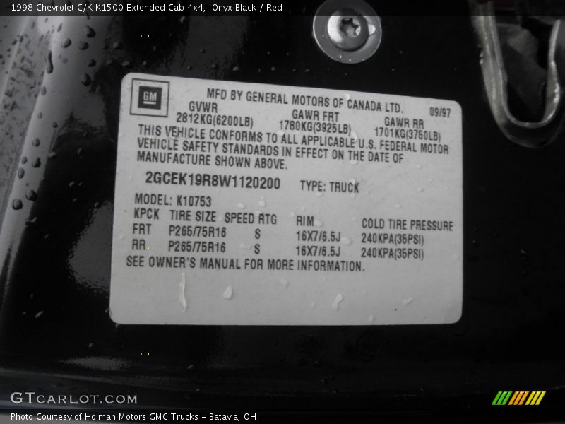 Onyx Black / Red 1998 Chevrolet C/K K1500 Extended Cab 4x4