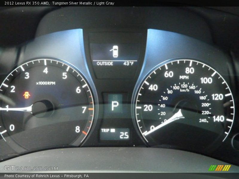 Tungsten Silver Metallic / Light Gray 2012 Lexus RX 350 AWD