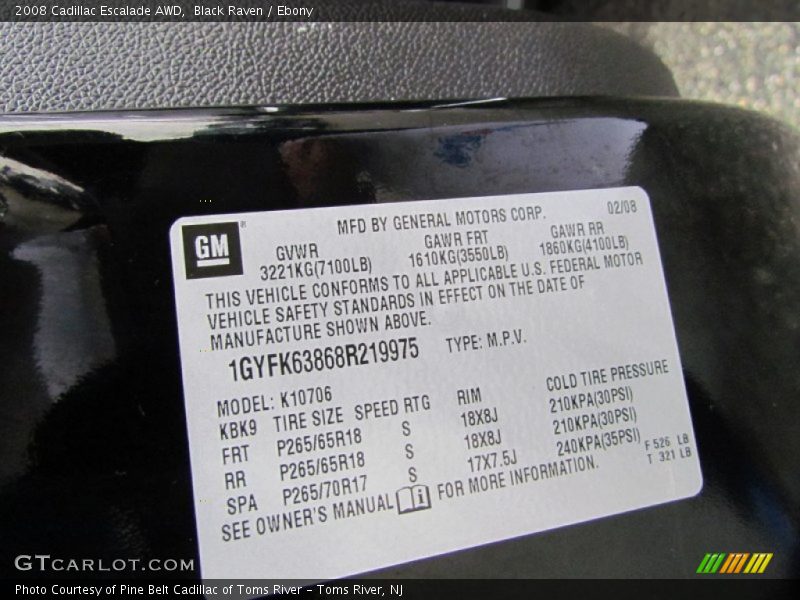 Black Raven / Ebony 2008 Cadillac Escalade AWD