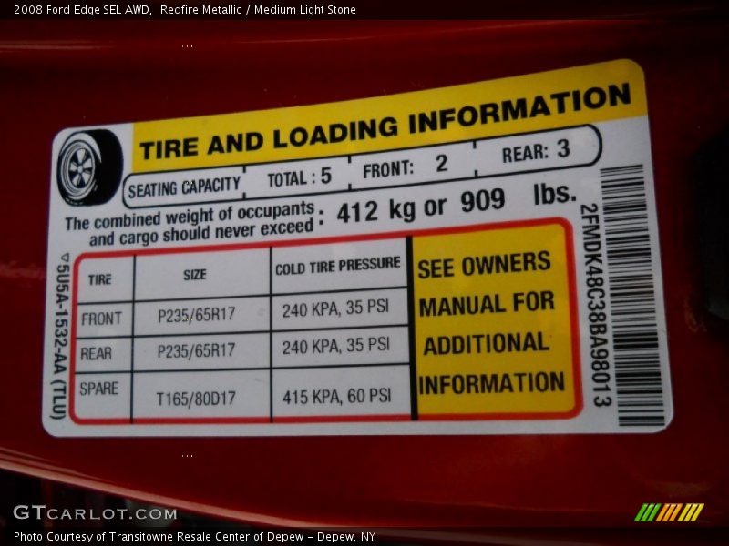 Redfire Metallic / Medium Light Stone 2008 Ford Edge SEL AWD