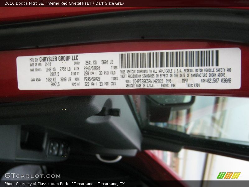 Inferno Red Crystal Pearl / Dark Slate Gray 2010 Dodge Nitro SE