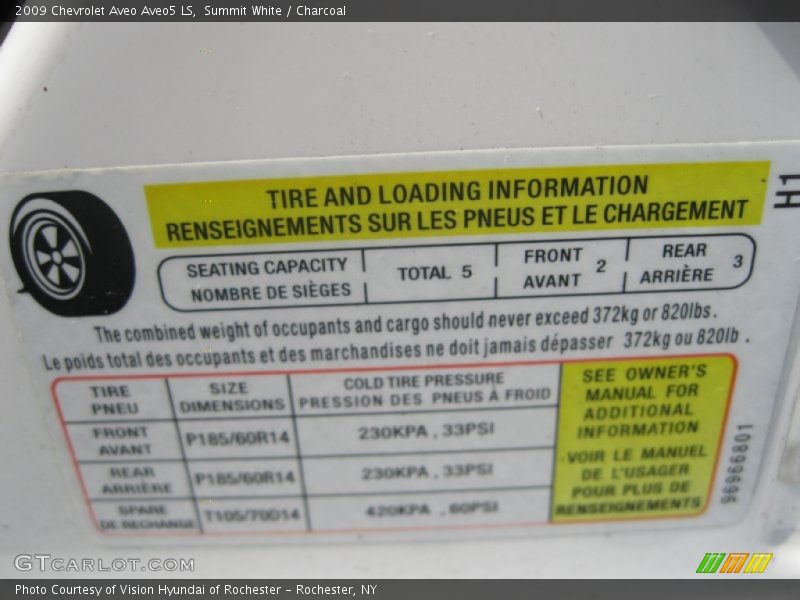 Summit White / Charcoal 2009 Chevrolet Aveo Aveo5 LS