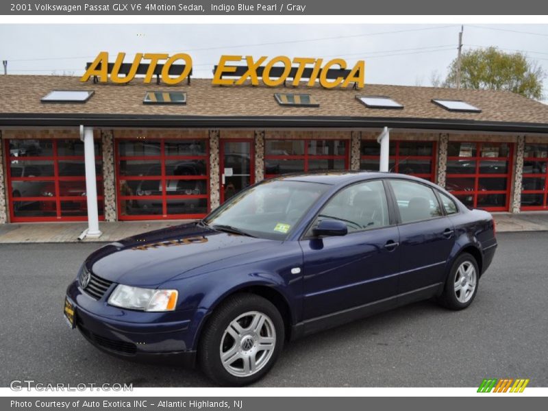 Indigo Blue Pearl / Gray 2001 Volkswagen Passat GLX V6 4Motion Sedan