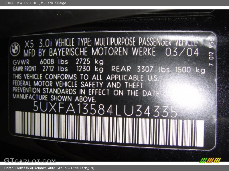 Jet Black / Beige 2004 BMW X5 3.0i