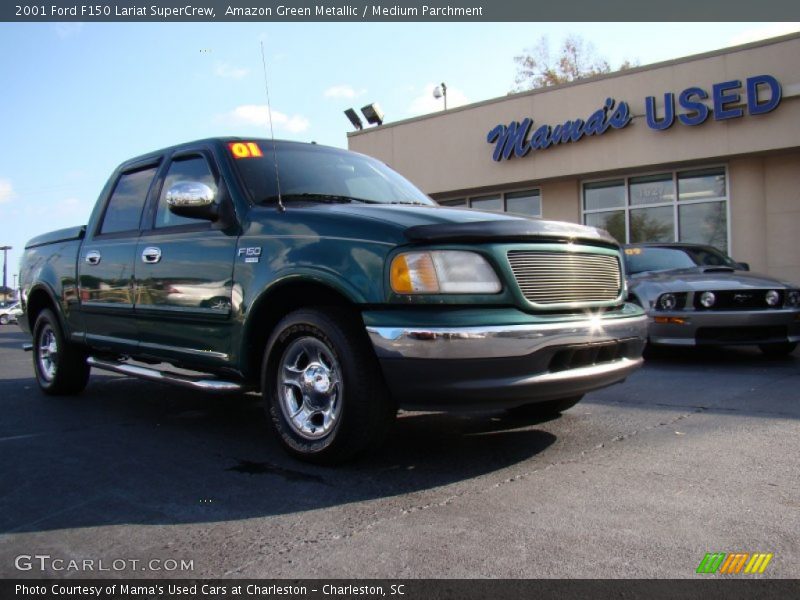 Amazon Green Metallic / Medium Parchment 2001 Ford F150 Lariat SuperCrew