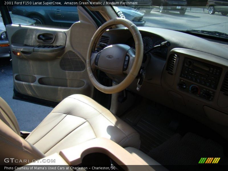 Amazon Green Metallic / Medium Parchment 2001 Ford F150 Lariat SuperCrew
