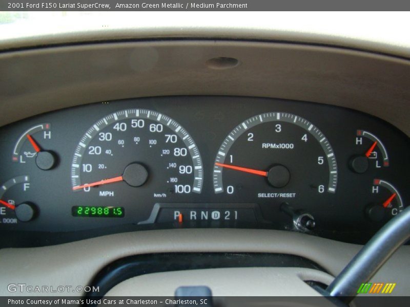 Amazon Green Metallic / Medium Parchment 2001 Ford F150 Lariat SuperCrew