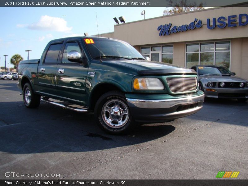 Amazon Green Metallic / Medium Parchment 2001 Ford F150 Lariat SuperCrew