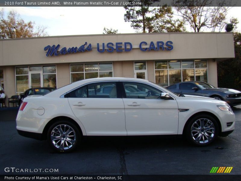 White Platinum Metallic Tri-Coat / Light Stone 2010 Ford Taurus Limited AWD