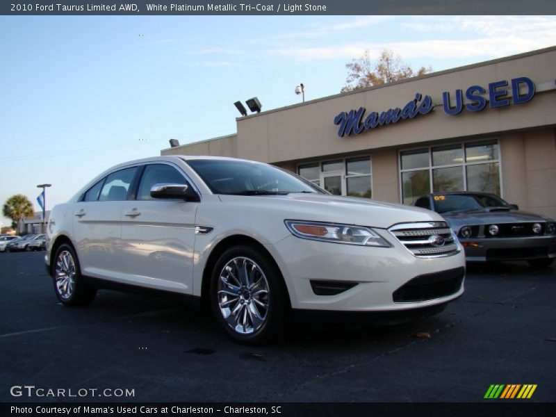 White Platinum Metallic Tri-Coat / Light Stone 2010 Ford Taurus Limited AWD