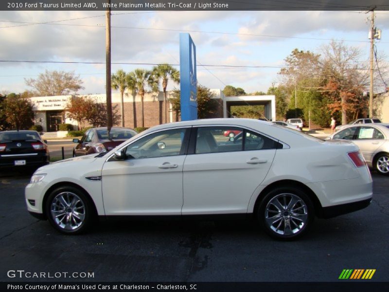 White Platinum Metallic Tri-Coat / Light Stone 2010 Ford Taurus Limited AWD