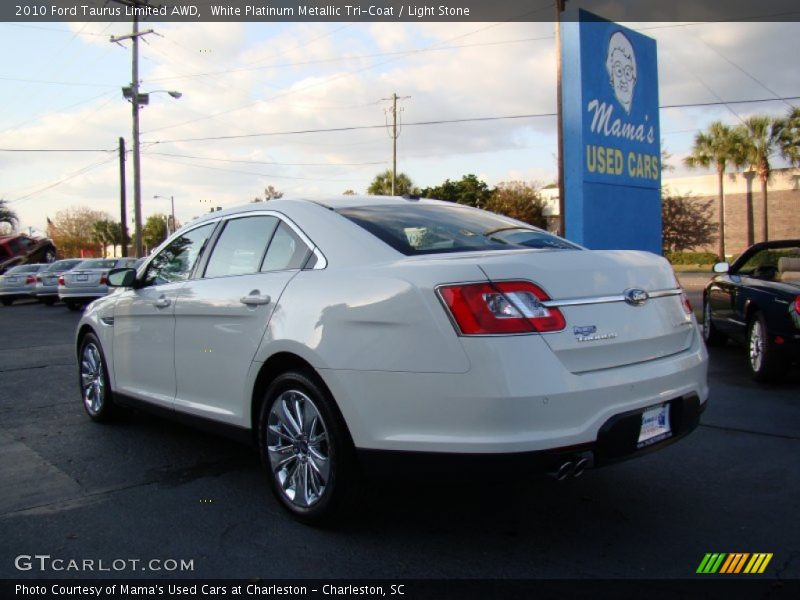 White Platinum Metallic Tri-Coat / Light Stone 2010 Ford Taurus Limited AWD