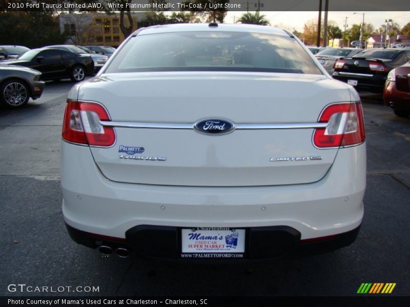 White Platinum Metallic Tri-Coat / Light Stone 2010 Ford Taurus Limited AWD