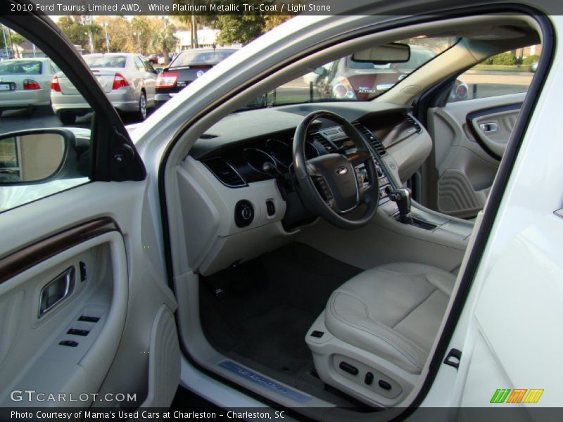 White Platinum Metallic Tri-Coat / Light Stone 2010 Ford Taurus Limited AWD