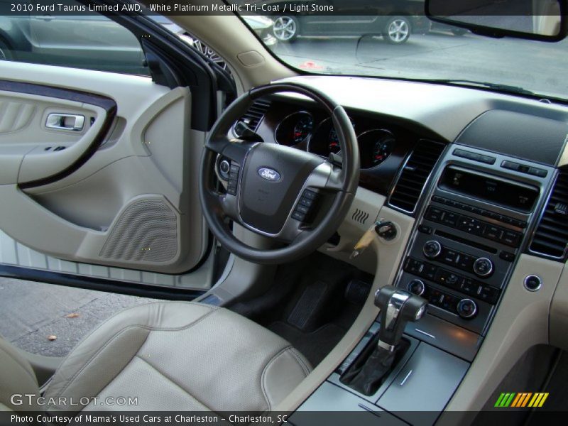 White Platinum Metallic Tri-Coat / Light Stone 2010 Ford Taurus Limited AWD