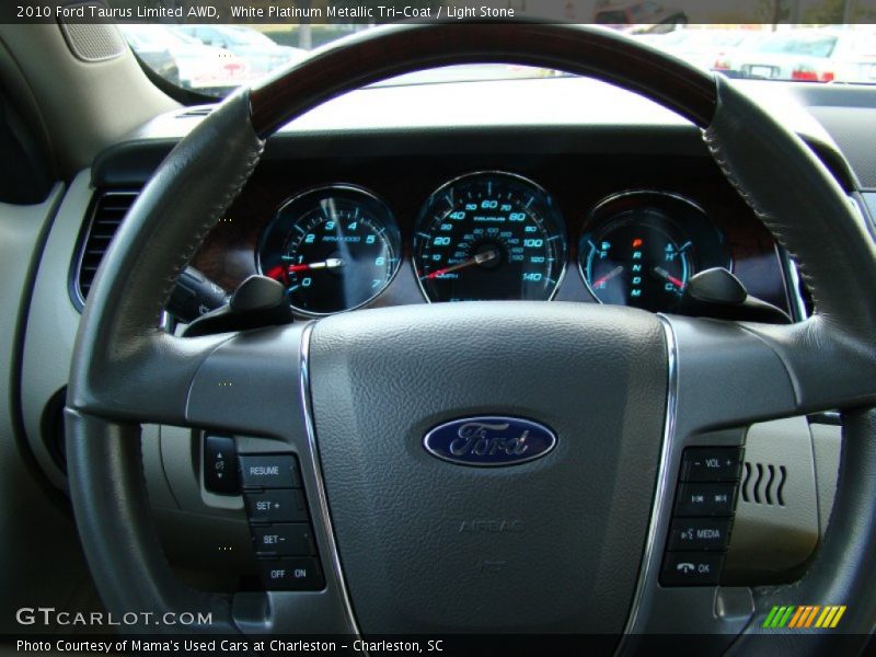 White Platinum Metallic Tri-Coat / Light Stone 2010 Ford Taurus Limited AWD