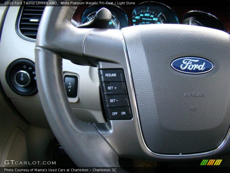 White Platinum Metallic Tri-Coat / Light Stone 2010 Ford Taurus Limited AWD