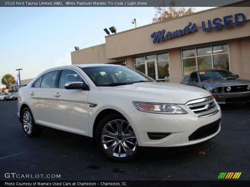 White Platinum Metallic Tri-Coat / Light Stone 2010 Ford Taurus Limited AWD