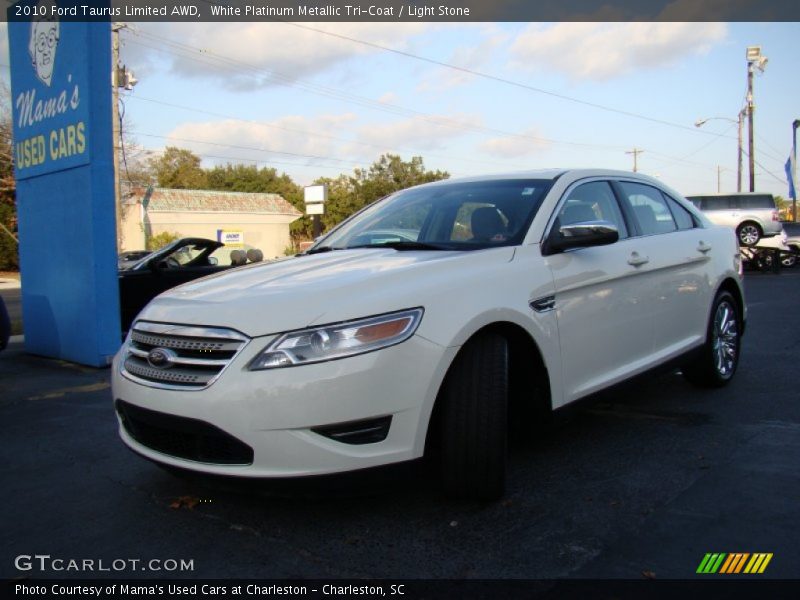White Platinum Metallic Tri-Coat / Light Stone 2010 Ford Taurus Limited AWD