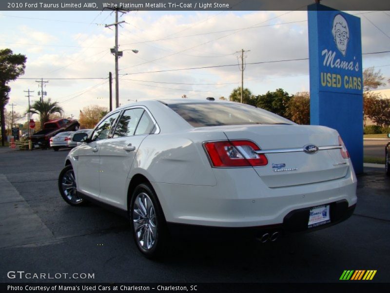White Platinum Metallic Tri-Coat / Light Stone 2010 Ford Taurus Limited AWD