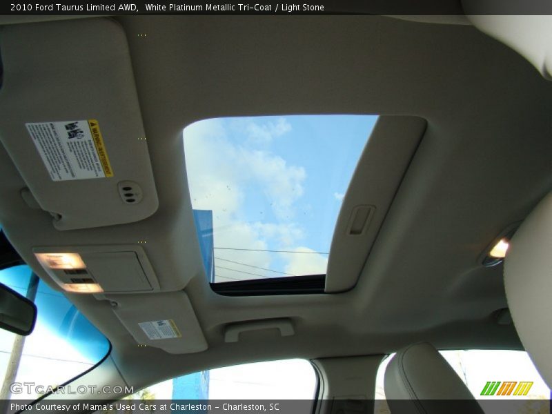White Platinum Metallic Tri-Coat / Light Stone 2010 Ford Taurus Limited AWD