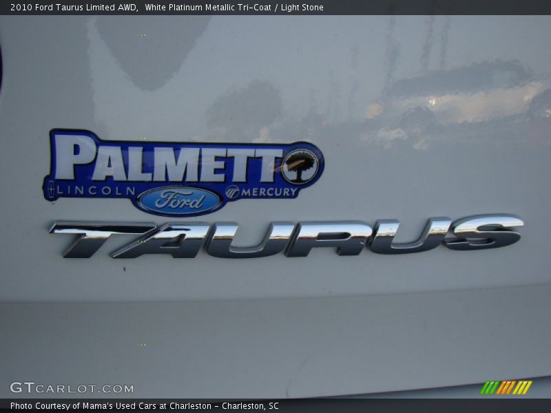 White Platinum Metallic Tri-Coat / Light Stone 2010 Ford Taurus Limited AWD