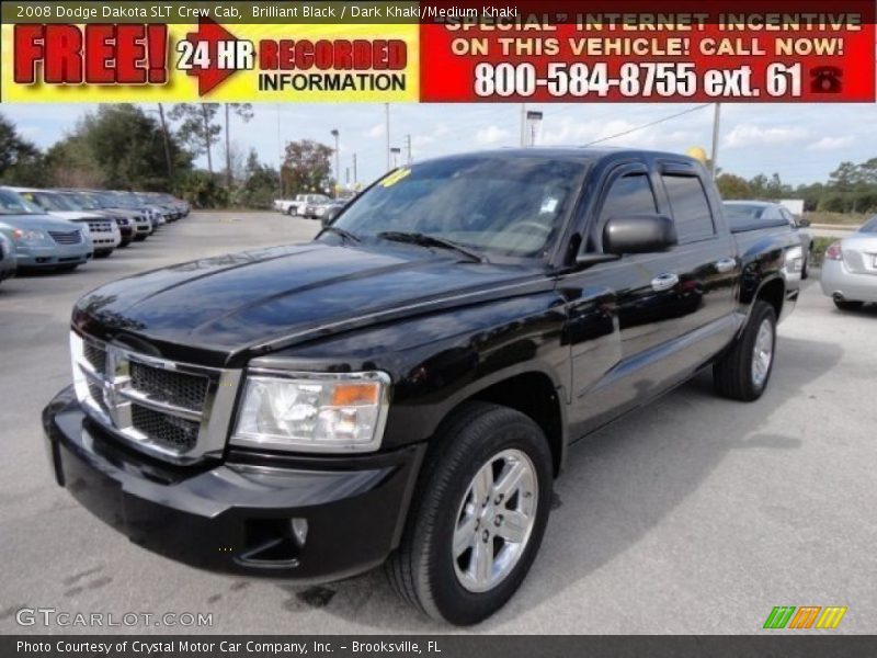 Brilliant Black / Dark Khaki/Medium Khaki 2008 Dodge Dakota SLT Crew Cab