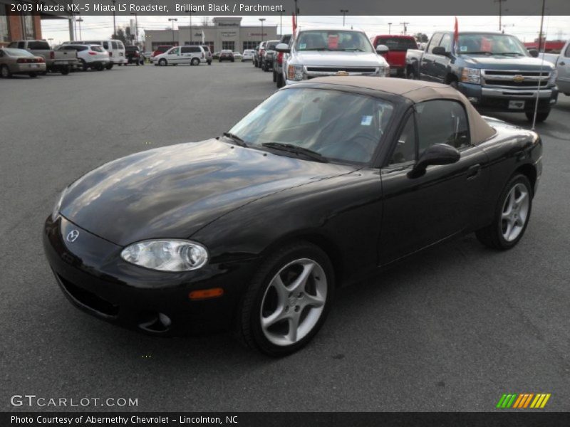 Brilliant Black / Parchment 2003 Mazda MX-5 Miata LS Roadster