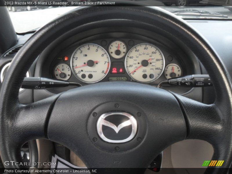 Brilliant Black / Parchment 2003 Mazda MX-5 Miata LS Roadster